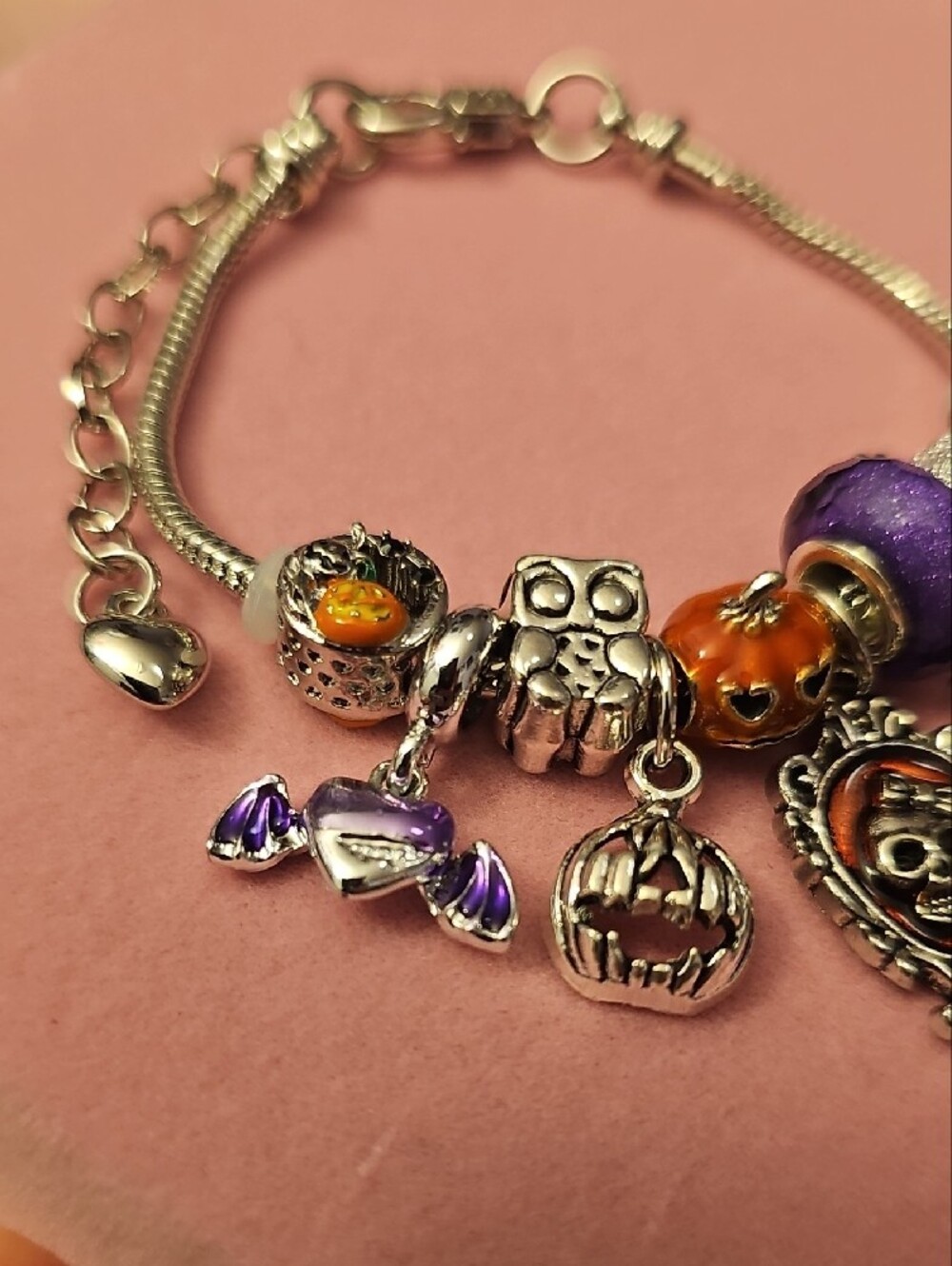 Halloween Charm Bracelet with Orange & Purple Accents - Picture 3 of 4